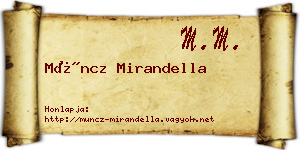 Müncz Mirandella névjegykártya